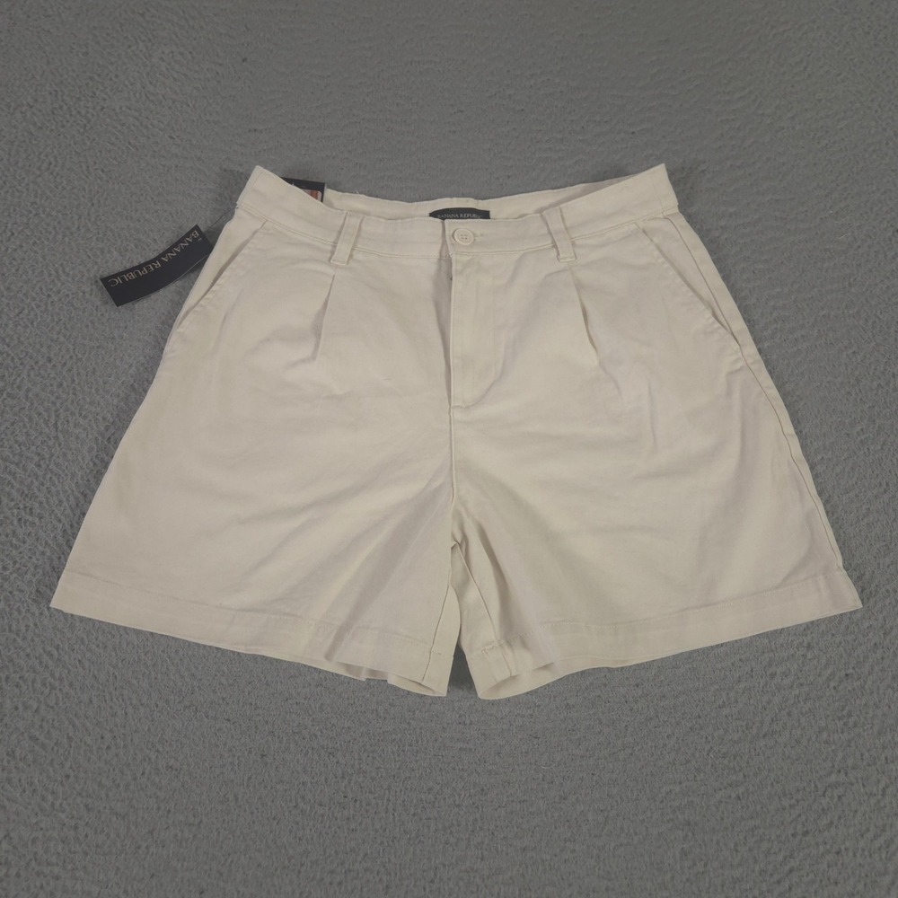 Banana Republic Shorts Womens 8 Pleated Front Chino Cotton Stretch High Rise NEW